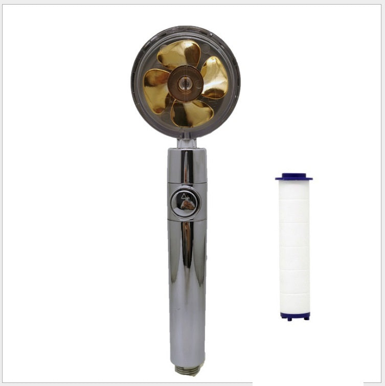 Propeller Driven Shower Head With Stop Button And Cotton Filter Turbocharged High Pressure Handheld Shower Nozzle 77efec5c 37