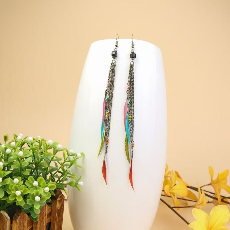 Bohemian Long Feather Earrings Handmade 77f7a669 955e 44c8 9821 58e6d032fe4d