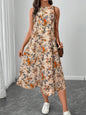 Round Neck Sleeveless Flared Hem Retro Floral Print Casual Elegant Midi Dress 7813b3f4 5495 4d32 8ebc 518fd37a0f42