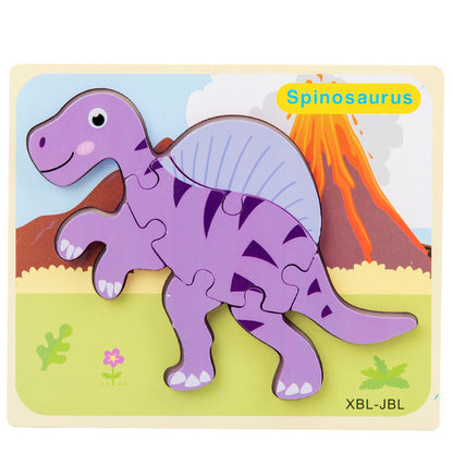 Baby Wooden Cartoon Dinosaur 3D Puzzle Jigsaw for Kids Montessori Early Learning Educational Puzzle Toys 782373939840