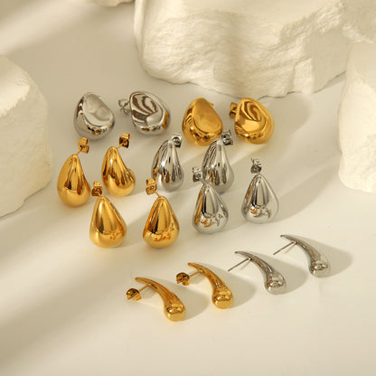 18K Gold High-grade Titanium Steel Simple Women's Ear Studs - HD Wireless Product #3