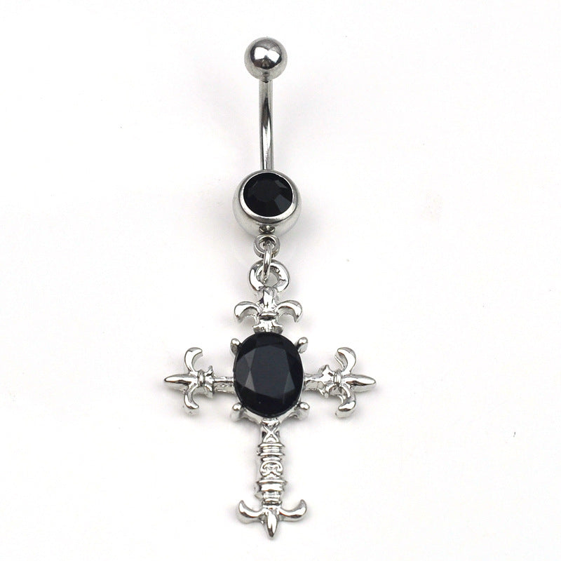 Human Body Puncture Belly Dance Accessories Diamond Cross Navel Stud 783120b3 e644 4c13 a93a fd446f55a0c0