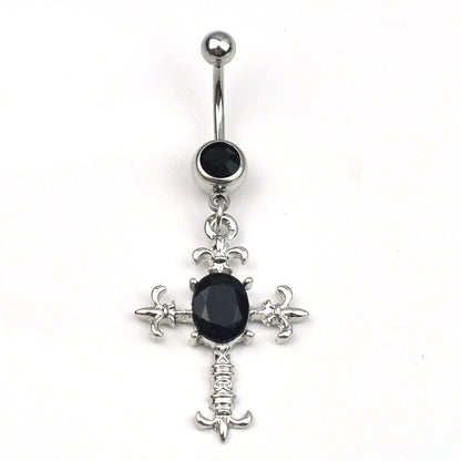Human Body Puncture Belly Dance Accessories Diamond Cross Navel Stud 783120b3 e644 4c13 a93a fd446f55a0c0