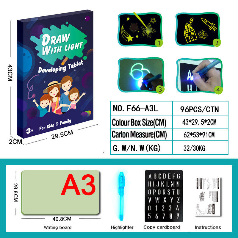 Educational Toy Drawing Pad 3D Magic 8 Light Effects Puzzle Board Sketchpad 783548905687