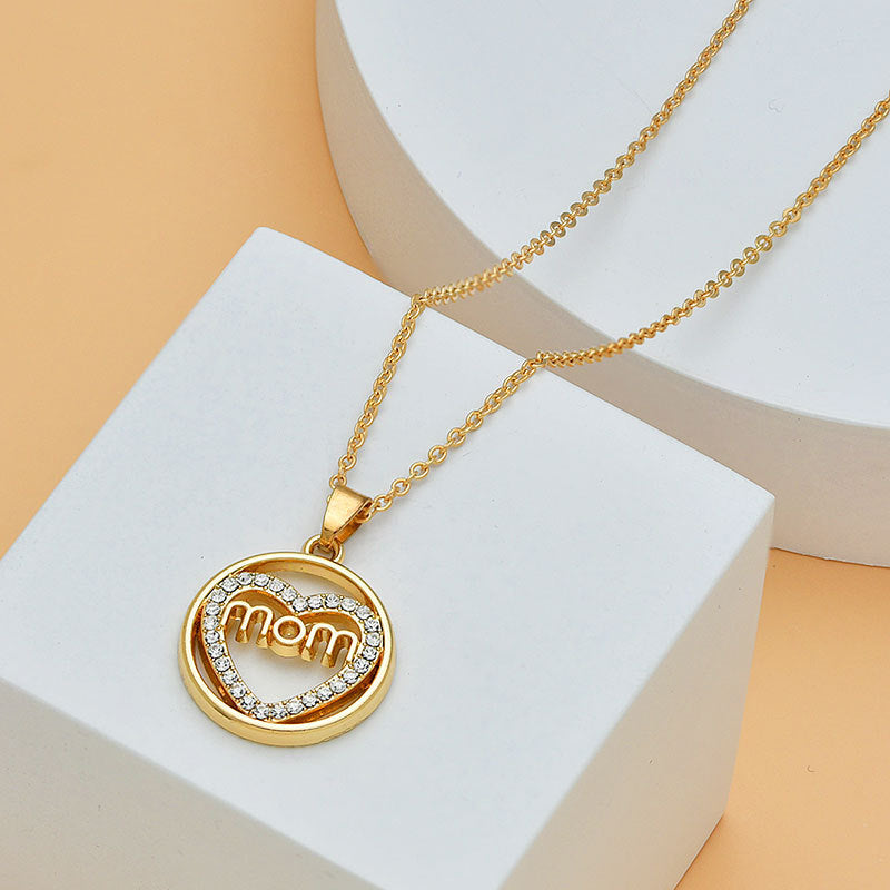 Mother's Day Mom Heart Shape With Diamond Letter Necklace For Women Fine Jewelry Women Accessories Fashion Jewelry 7838685b 3