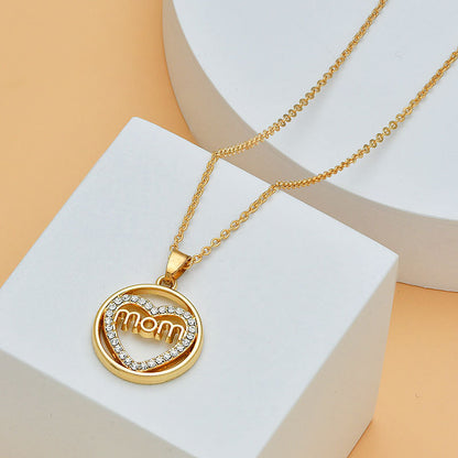 Mother's Day Mom Heart Shape With Diamond Letter Necklace For Women Fine Jewelry Women Accessories Fashion Jewelry 7838685b 3