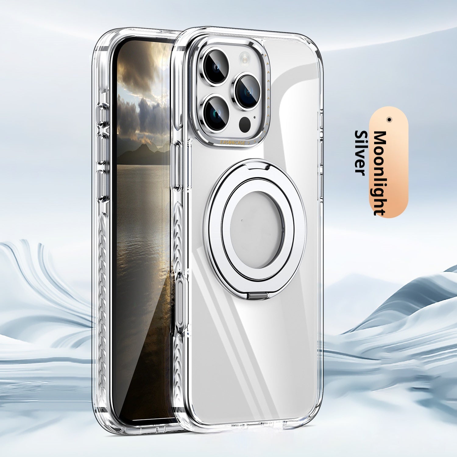 Phone Case Transparent 360 Magnetic Rotating Bracket Drop-resistant - 图片 10