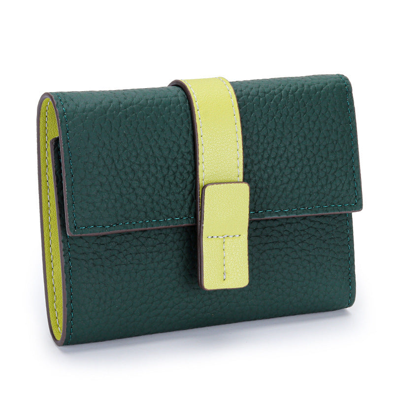 First Layer Short Cowhide Color Matching Wallet 783d48bc 08f2 4374 9310 43a4459214e4