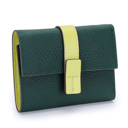 First Layer Short Cowhide Color Matching Wallet 783d48bc 08f2 4374 9310 43a4459214e4