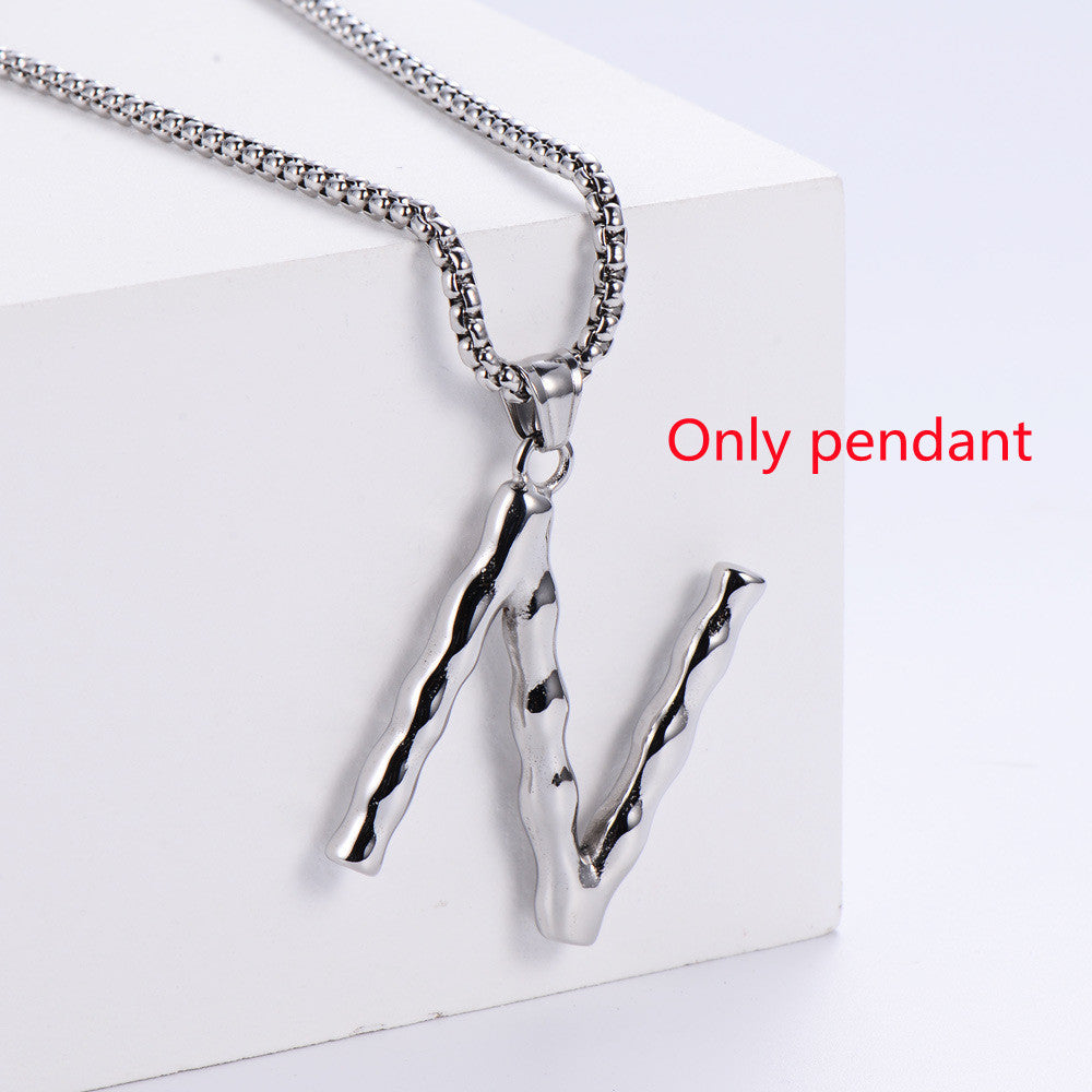 Three-dimensional 26 English Letter Pendant Necklace Fashion Jewelry Titanium Steel Couple Ornament 783e77f5 b814 4025 abe5 1