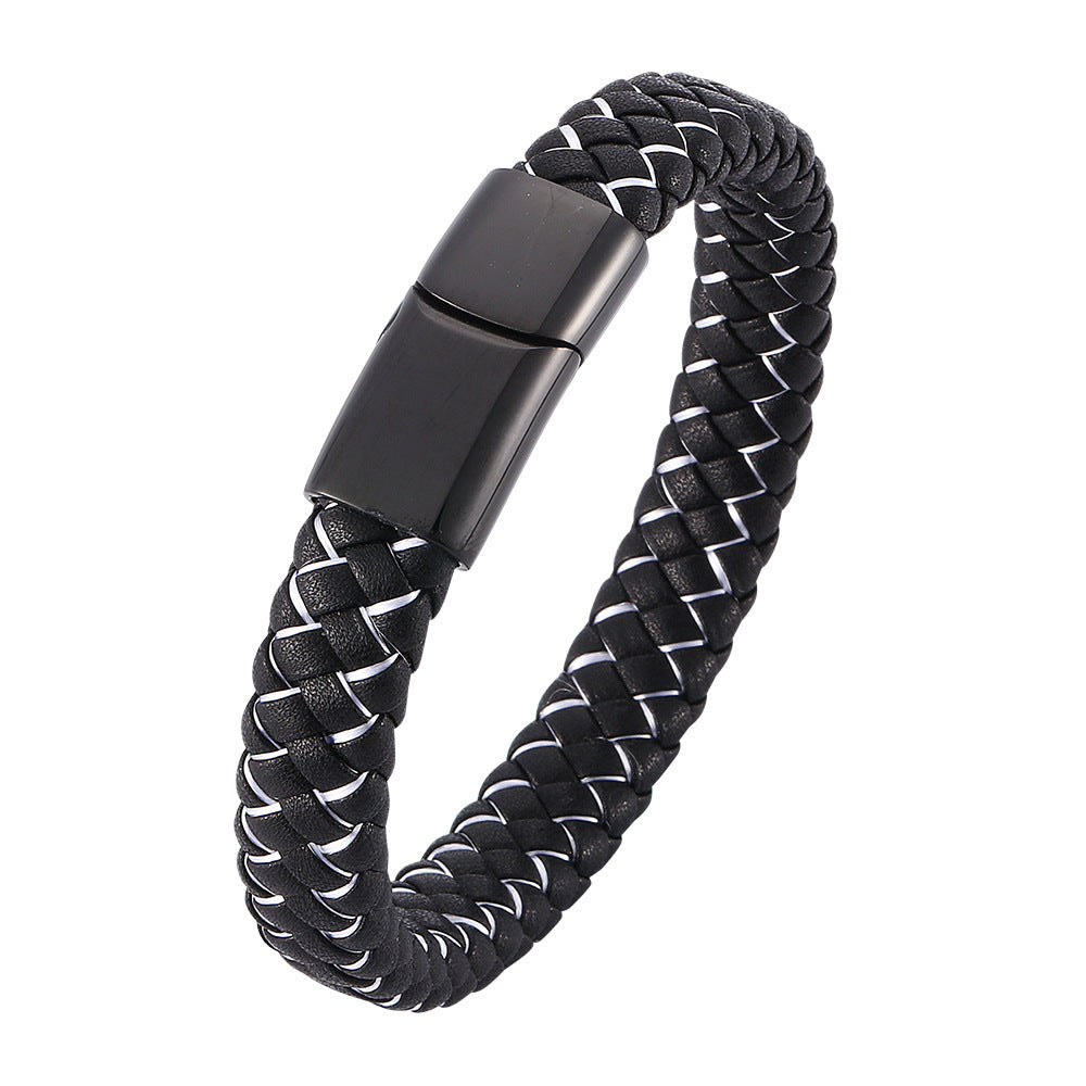 Bracelet foreign trade e-commerce trend tide section does not package explosion models men's bracelets microfiber leather bra