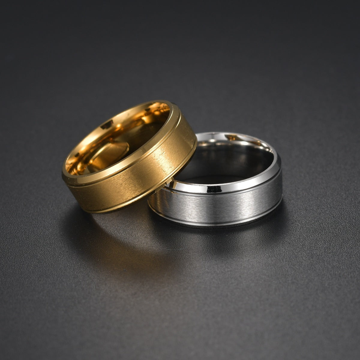 Matte Double Beveled Simple Men's Ring 787efc45 5c15 4eb2 b3db c5794cf033d8