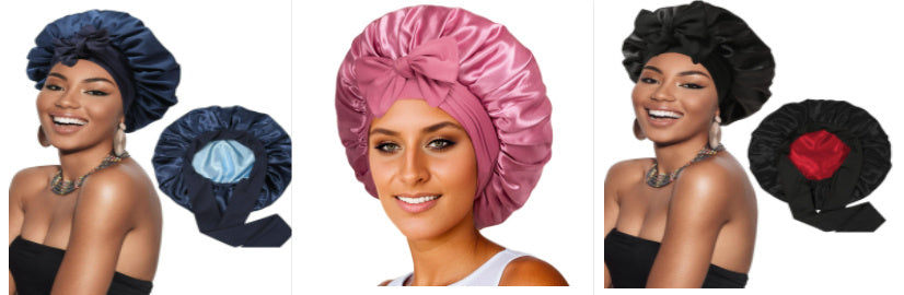 Double-layer Satin Ribbon Round Cap Bow Artificial Silk Beauty Hair Care Wide-brimmed Hat 78e8af57 99ae 4422 af46 d92a70e2530