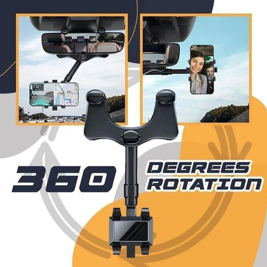 Rearview Mirror Phone Holder For Car Rotatable And Retractable Car Phone Holder Multifunctional 360 Rear View Mirror Phone Ho