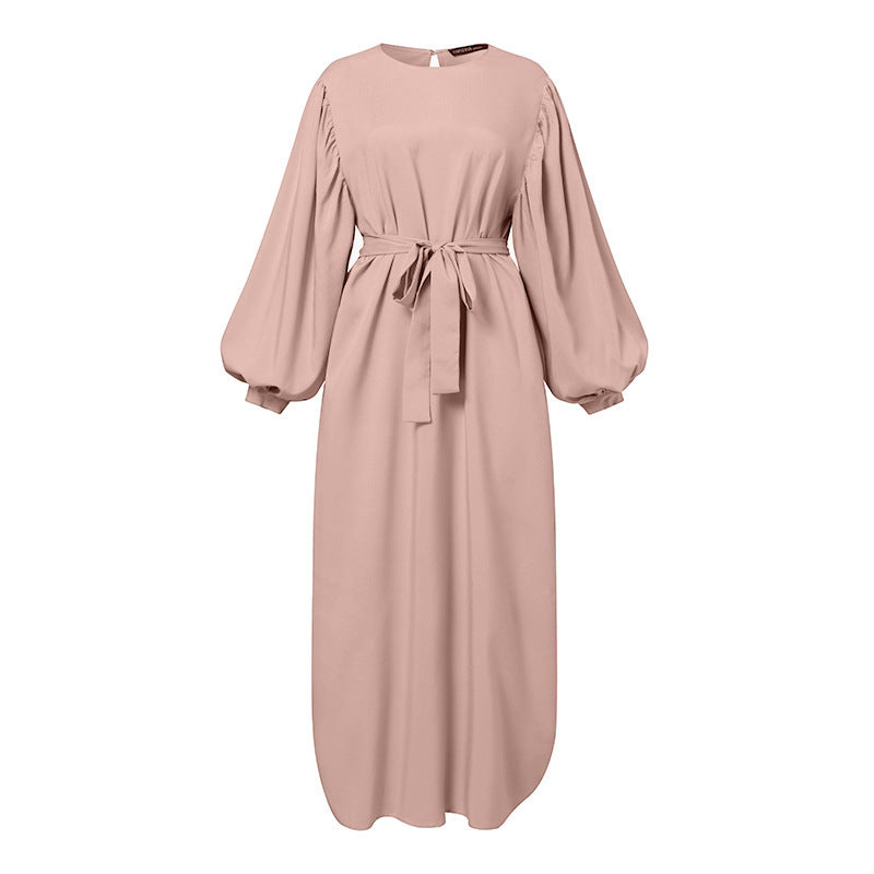 Solid Color Long Sleeve Casual Muslim Dress Robe Robe Dress 7904a60a 2893 4b35 b235 663b67b4cbc9