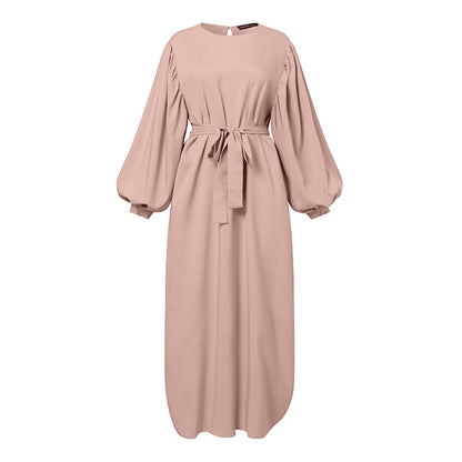 Solid Color Long Sleeve Casual Muslim Dress Robe Robe Dress 7904a60a 2893 4b35 b235 663b67b4cbc9