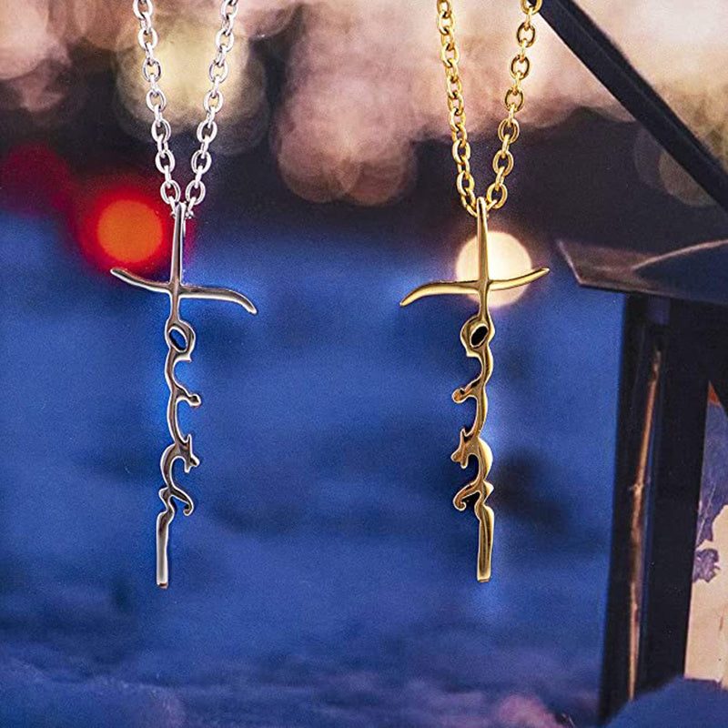 Fashion Gold Silver Color Letter Faith Cross Necklace 792f79d9 b8a8 4fdf addb c27648b7cdcf