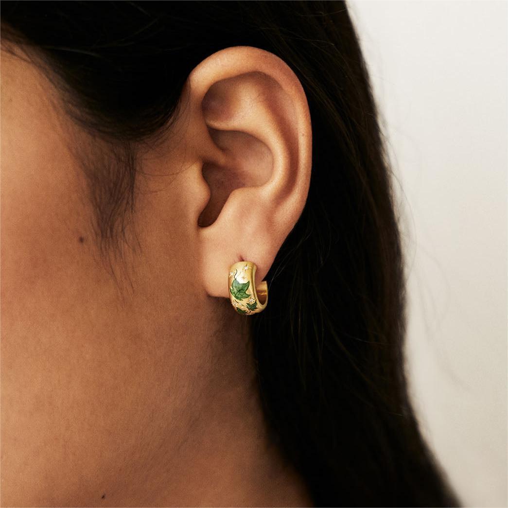Painted Flower Flower Rose C- Shaped Earrings 793e1339 6d58 4ecf 8a66 dd78bb9571ad
