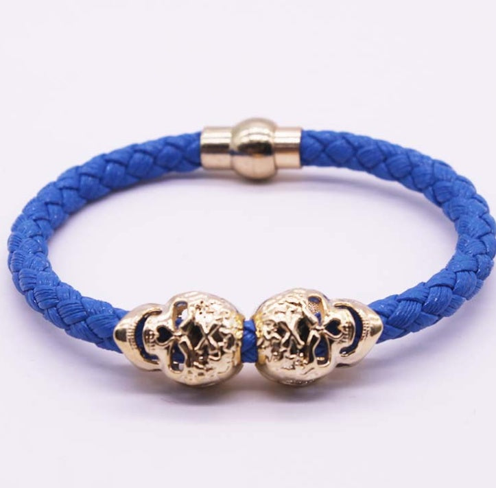 Explosion bracelet Punk style popular vintage braided skull bracelet 7942230163526
