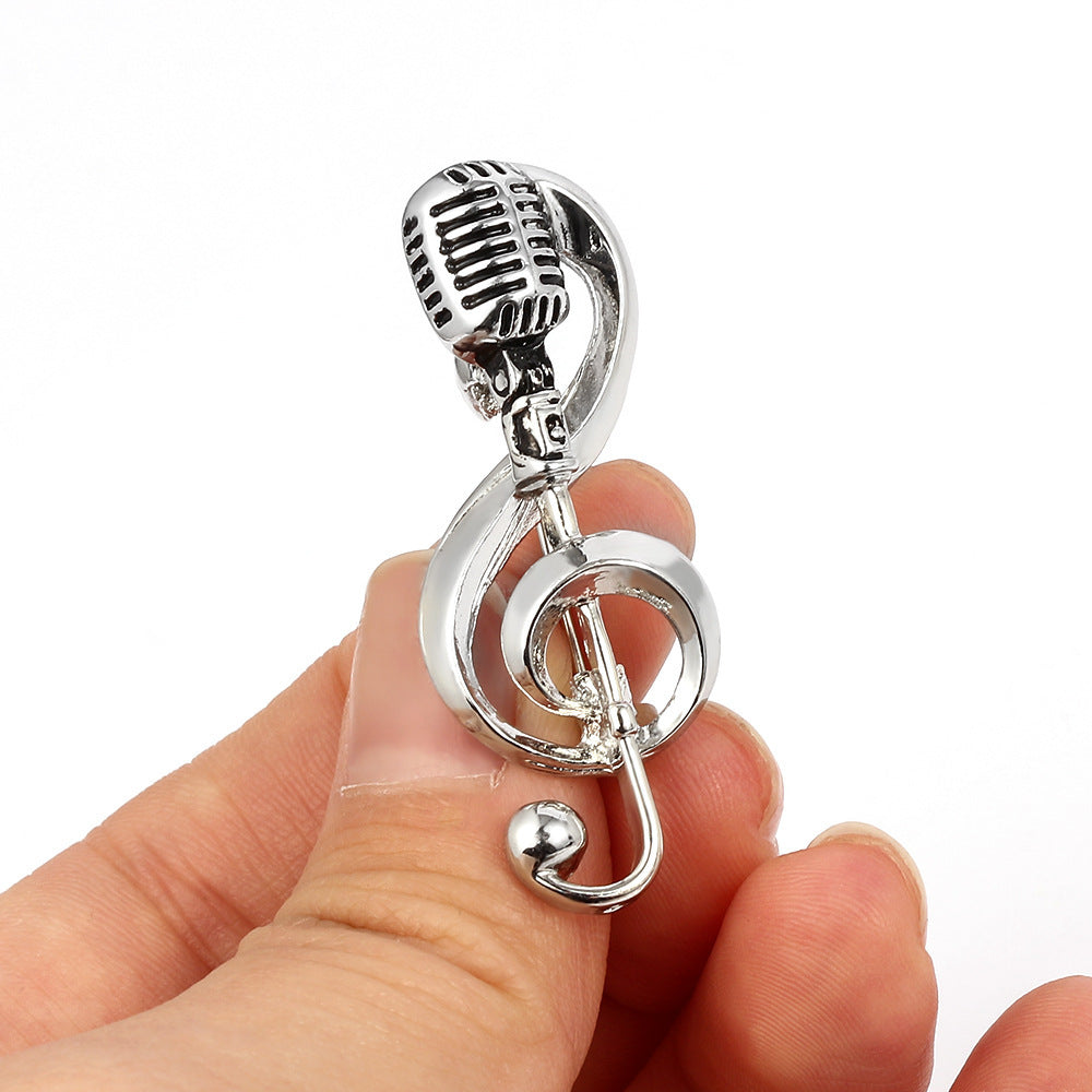 Retro microphone music brooch 796433007114