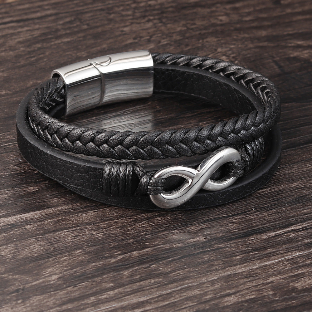 Woven multilayer leather bracelet 797392586810