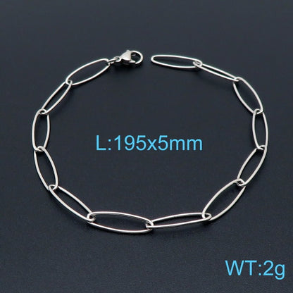 European And American Style Fashion Simple Titanium Steel Oval Ring Clavicle Chain Necklace 79a8534a 99da 4326 8e98 64ecee7c6