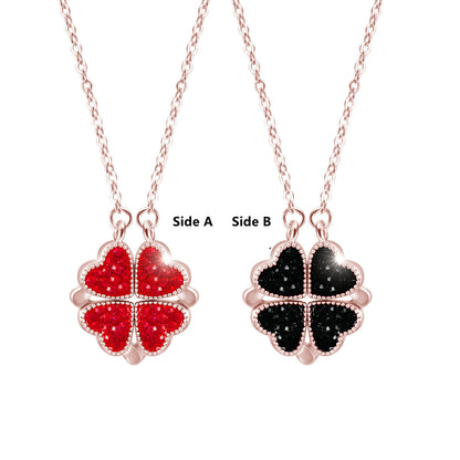 Sterling Silver Double-sided Four-leaf Clover Can Be Opened And Closed, A Double-wearing Clavicle Chain 79ad5c2c 22ea 4b78 8d