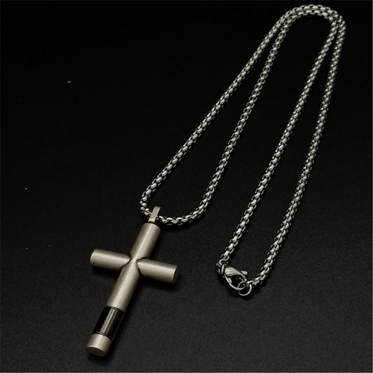 Hip Hop Retro Glossy Cross Titanium Steel Necklace 79c29726 a522 4bf9 9374 fdc911bfdb0c