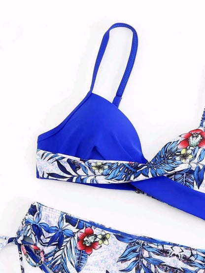 Multicolor Drawstring Backless Push Up Sexy Two-piece Underwire Hard Bag Bikini Women