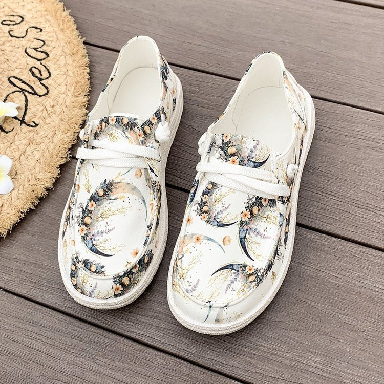 Flat Printed Canvas Shoes Comfortable Round Toe Fashion Casual Women's Shoes 79e6e157 253d 4be2 b0ca 0a532c6e254f