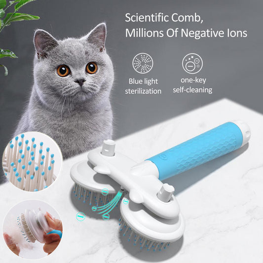 Pet Cat Brush Dog Slicker Brush Double-headed Negative Ion One-button Self Cleaning Dog Cat Hair Removal Pets Products 79e7e8