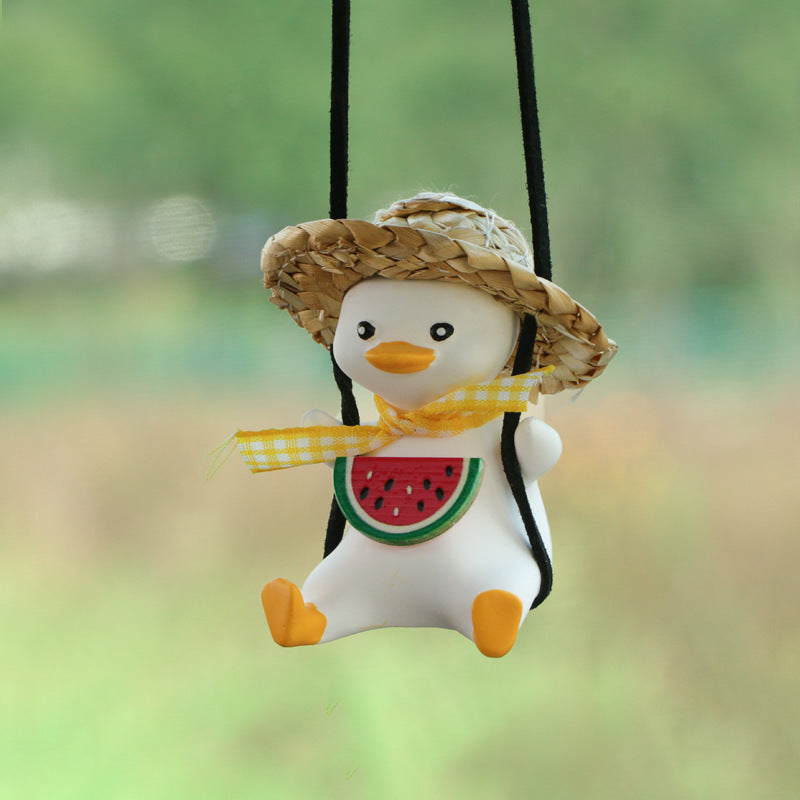 Car Pendant Cute Anime Little Duck Swing Auto Rearview Mirror Hanging Ornaments Interior Decoraction Accessories For Girls Gi