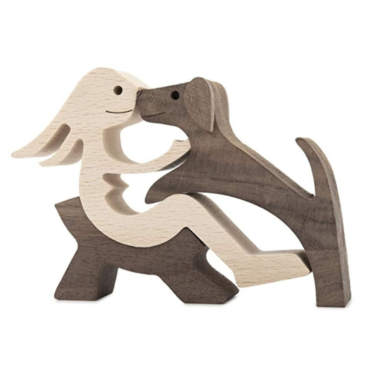 DIY Figurine Wood Dog Ornament Sculpture Home Decoration A Man A Dog Wood Sculpture Christmas Gifts Model Decor 7a00ee0b 8984
