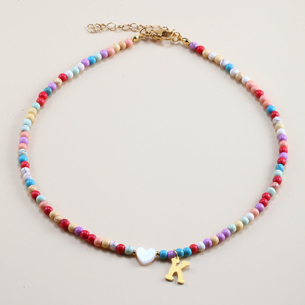 Colorful Beads Initial Choker For Women Stainless Steel Lett 7a08fc6a c5b1 4315 952f 5a25262d35be