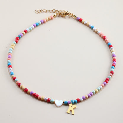 Colorful Beads Initial Choker For Women Stainless Steel Lett 7a08fc6a c5b1 4315 952f 5a25262d35be
