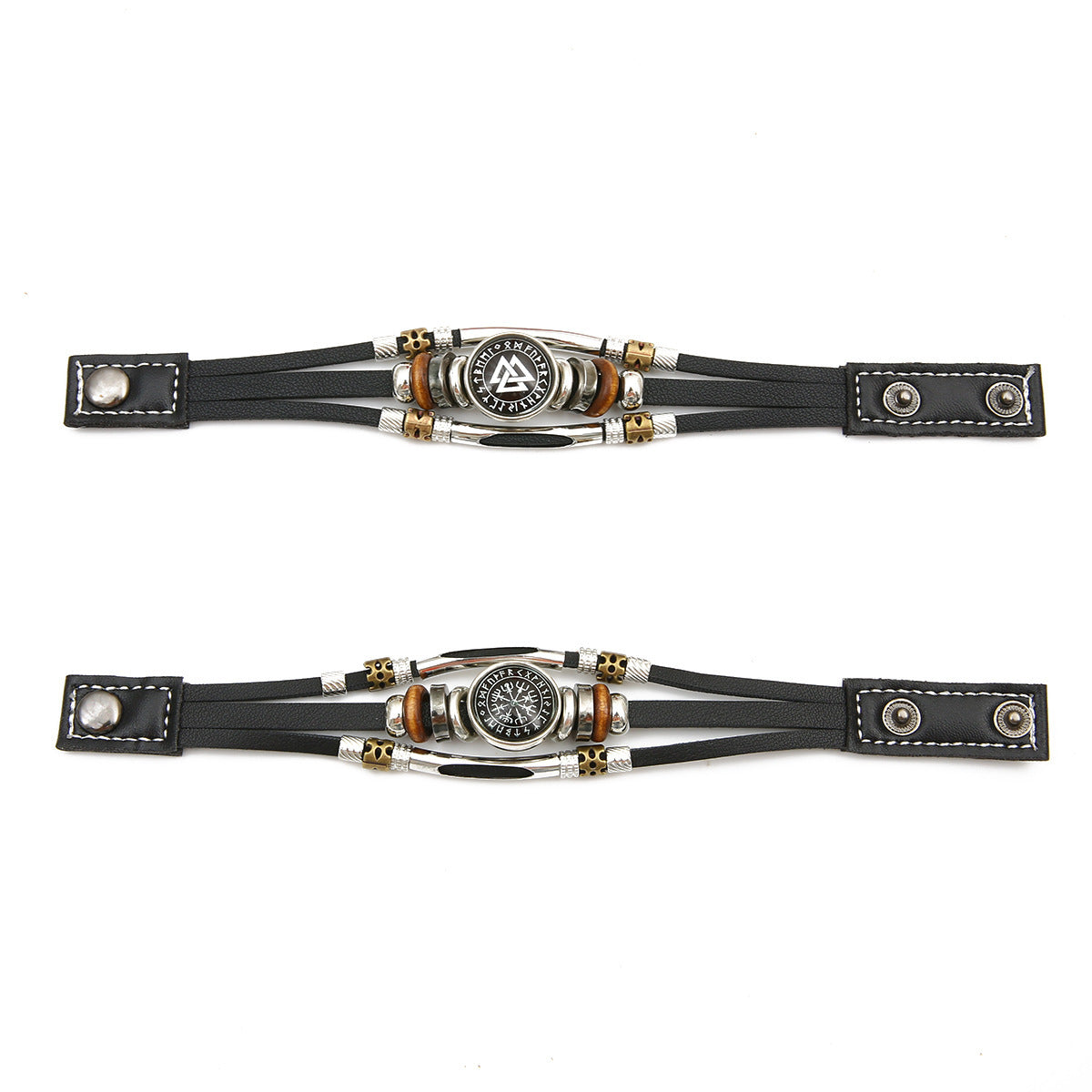 Viking Pirate Compass Pattern Leather Bracelet 7a0aa65d b5f2 4db5 8633 9c0a527dd6b3