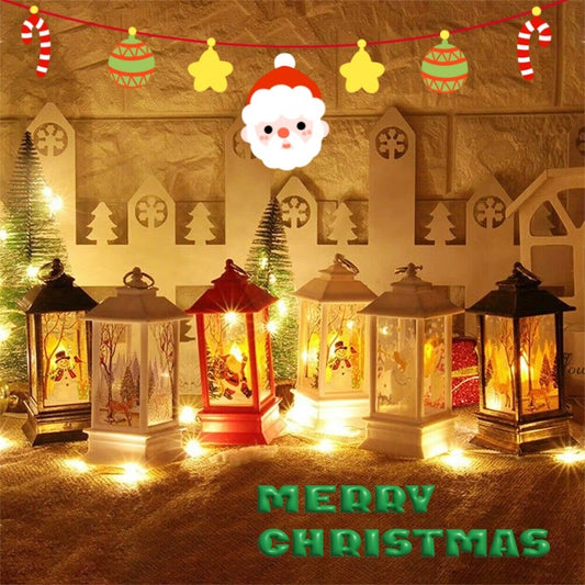 Christmas Portable Oil Lamp Santa Claus LED Night Lights Battery Powered Indoor Outdoor Hanging Lanterns Festive Party Decora