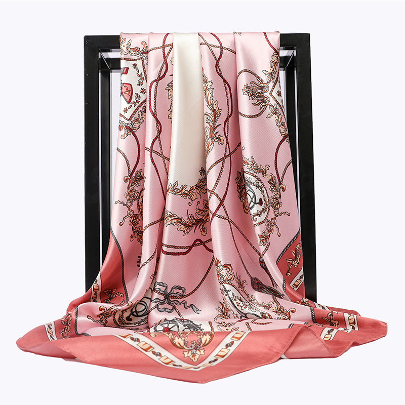90 90cm Square Scarf European And American Antique Rope Tassel Imitated Silk Scarves - HD Wireless Product #7