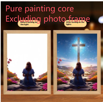 Jesus LED Light Painting Home Decoration Light Painting Photo Frame Led Night Light Room Decor Christmas Gifts Moon Lamp 7a1e