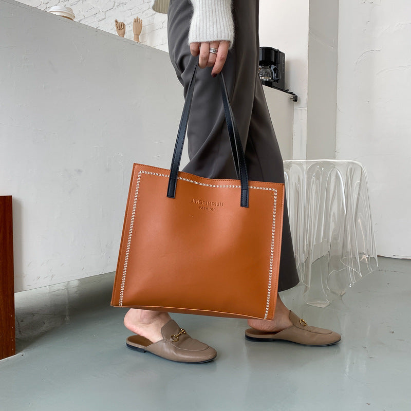Large Capacity Shoulder Solid Color Tote Simple Tote Bag 7acbe6af 5356 4711 9672 327ceb5af640