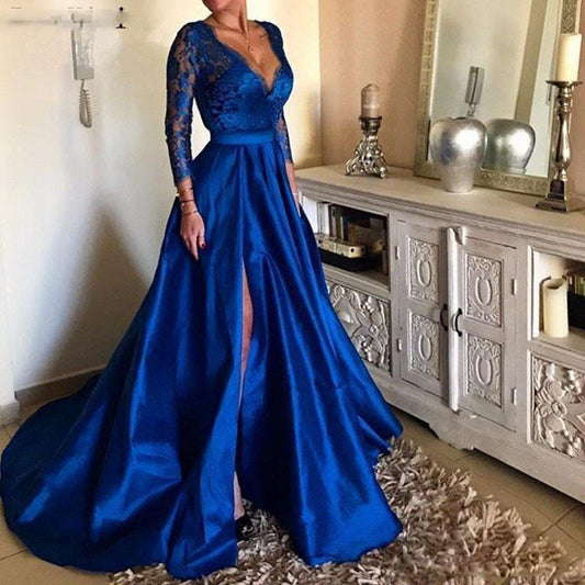 Lace V-neck Evening Dress With Large Swing Dress 7adb018c 2b41 4849 b01f ca9f9aac04ce