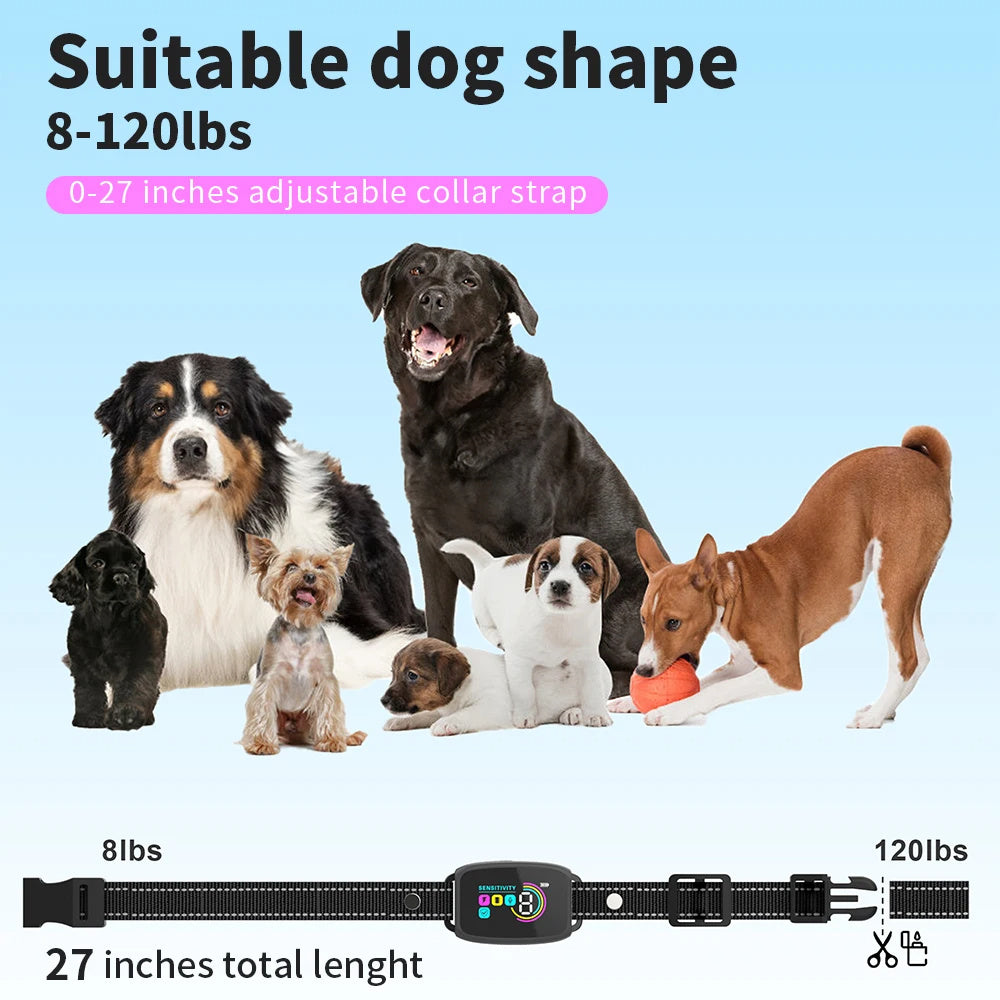 Smart Automatic Anti Barking Dog Collar Rechargeable Bark Stopper Stop Barking HD Digital Display IP67 Waterproof Collar For 