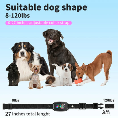 Smart Automatic Anti Barking Dog Collar Rechargeable Bark Stopper Stop Barking HD Digital Display IP67 Waterproof Collar For 