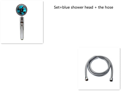 Shower Head Water Saving Flow 360 Degrees Rotating With Small Fan ABS Rain High Pressure Spray Nozzle Bathroom Accessories 7a