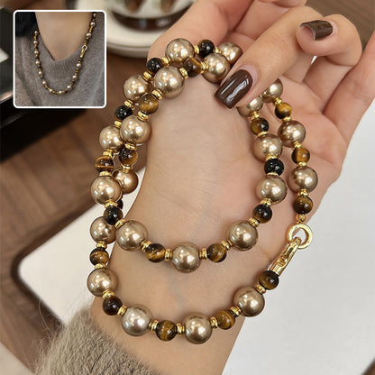Brown Tiger Eye Pearl Necklace Autumn And Winter Light Luxury Niche Sweater Chain Women Fashion Jewelry 7b02fec2 dcbf 4faf aa