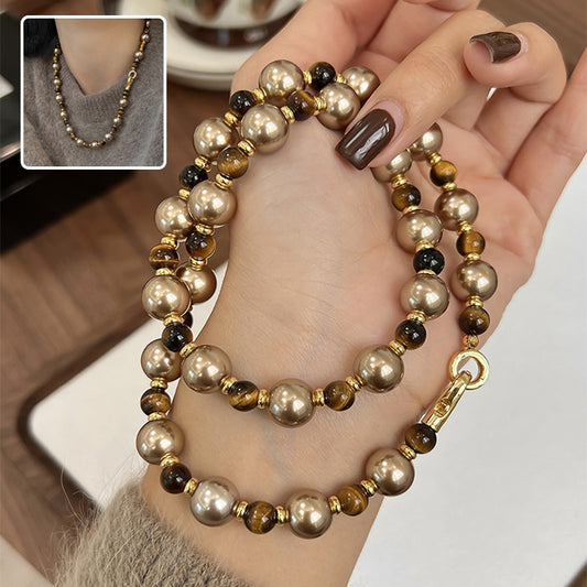 Brown Tiger Eye Pearl Necklace Autumn And Winter Light Luxury Niche Sweater Chain Women Fashion Jewelry 7b02fec2 dcbf 4faf aa