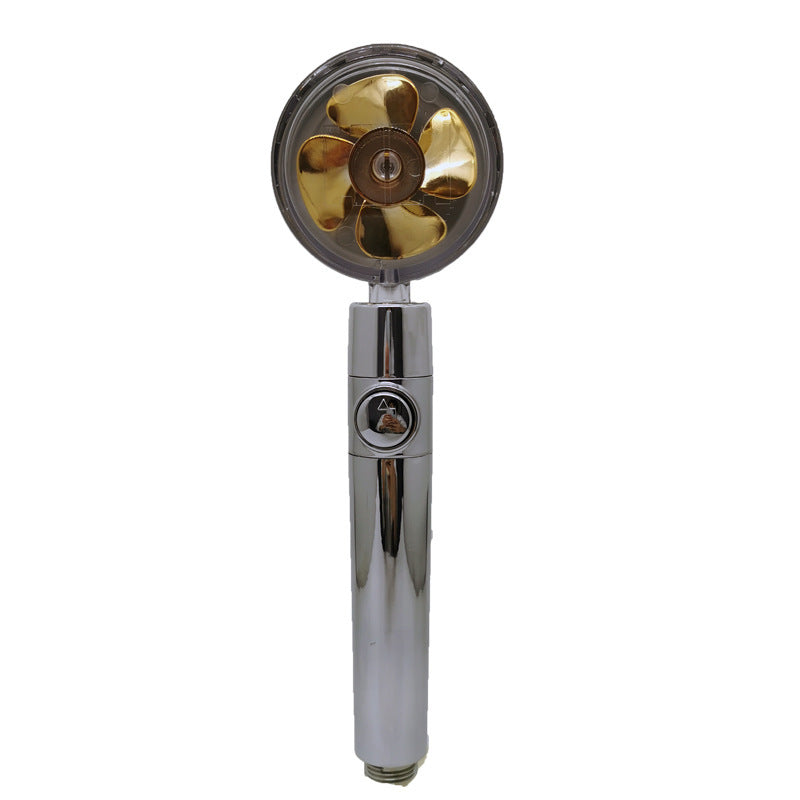 Propeller Driven Shower Head With Stop Button And Cotton Filter Turbocharged High Pressure Handheld Shower Nozzle 7b046cd5 72