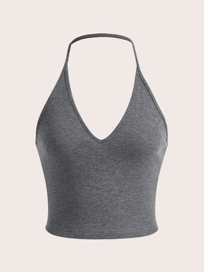 SHEIN EZwear Summer Solid Crop Halter Top 7b061358 26fa 48b9 b2b4 99091fef1ec4