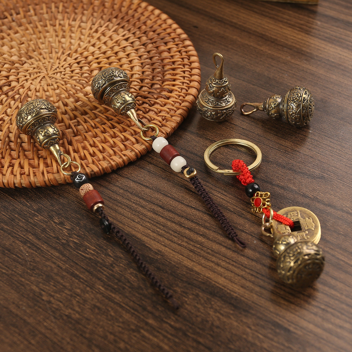 Retro Rich Gourd Middle Opening Pure Copper Keychain Pendant 7b06b0b8 a639 442f baae a205ece124f7