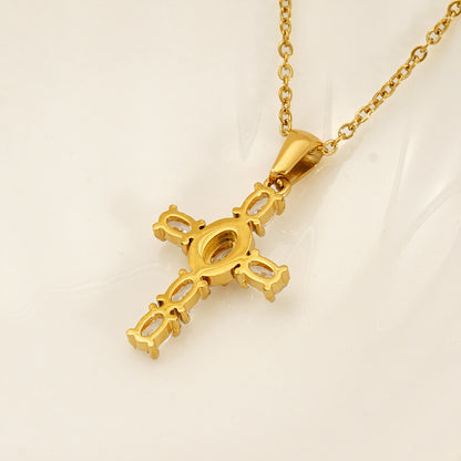 Ins Style Vintage Cross Zircon Necklace 7b26aafe 5c9d 4e07 bd1f d3fd82f7047a